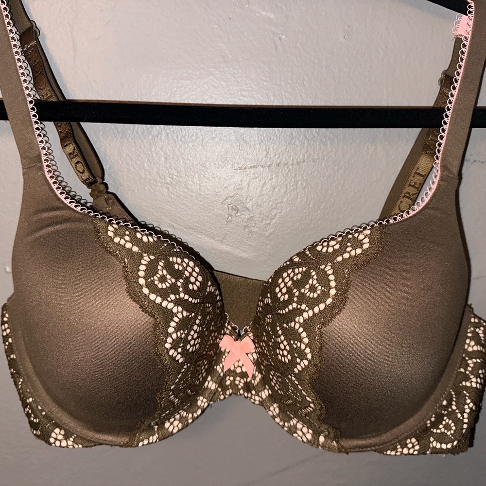 Olive green and pink Victoria Secres Bra (cross back optional)